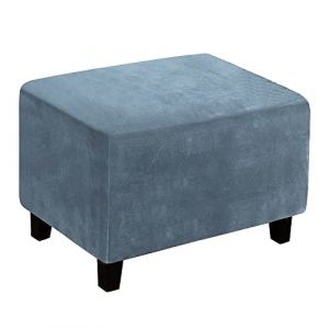 Meigeh Housse de Pouf carré Housse de Protection pour Repose Pied Housse Repose Pied Housse de Pouf Housse ottomane en Velours Extensibles Gris Bleu (CHNSHOME-FR, neuf)