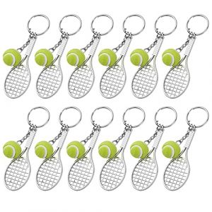 Porte-Clés de Tennis Mini Porte-clés en Métal Porte-clés Raquette de Tennis Créatif Porte-clés Balle de Tennis Porte-clés de Sport Cadeau Exquis pour Amateurs de Tennis 12 Pièces (Gabeor, neuf)