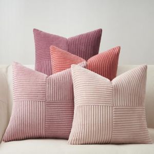 Topfinel Housse Coussin 45x 45 Rose Forme de Moulin à Vent poudré Decoration Maison Intérieure Lot de 4 Housse de Coussin Canape Salon Chambre Déco Aesthetic Bohème pour Canapé en Velours Côtelé (NoledarEU, neuf)