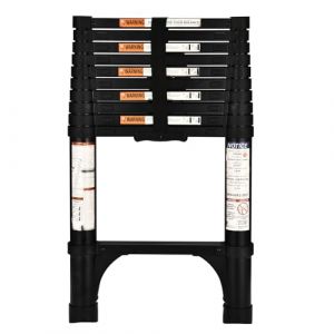 HBTower 3.2M/10.5FT Echelle telescopique, Escamotable en Aluminium,Echelle plianteConvient aux Camping-Cars, greniers, extérieurs et intérieurs, Charge Max 150 kg,Noir (KANGQIAN-EU, neuf)