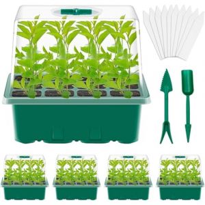CNNIK Mini Serre pour Semis 5 Pi&egrave;ces Bacs &agrave; Semis 60 Cellules Plateau Semis Potager Interieur Kit Germination avec &Eacute;tiquettes de Plante et Un Outil pour D&eacute;Marrage et Croissance Semence (XINGUUK, neuf)