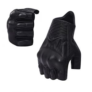 Harssiney Gants de Moto,Gants sans Doigts pour Homme, Gants de Moto pour Homme, Gants en Cuir, Demi-Doigt, sans Doublure, pour Moto, extérieur, pour Voiture, Noir, M (Weilaihui, neuf)