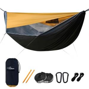 Travel Bird Hamac de Camping avec Moustiquaire et Pare-Soleil, Hamac Exterieur avec Sangles d'arbre en Corde de Fa&icirc;tage, Hamacs Ultral&eacute;ger Portables pour Camping, Randonn&eacute;e, Jardin, Voyagesour (Travel Bird-, neuf)