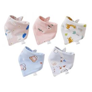 poraceous 5 Pi&egrave;ces Bavoirs B&eacute;b&eacute; Bandana, 100% Coton Mousseline Foulard Bavoirs Bebe R&eacute;glables Doux Pour Gar&ccedil;ons Et Filles Oie Bleue, Chat Bleu, Girafe, P&ecirc;che Rose, Lapin Rose Bavoir Bebe (gangj, neuf)