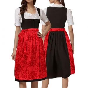 G&eacute;n&eacute;rique Robe Bavaroise Femme Oktoberfest Dirndl Robe Bavaroise Longue Cowgirl Costume Deguisement Femme Grande Taille October Fecht Traditionnelle D&eacute;guisement Alsacienne (Africmsu, neuf)