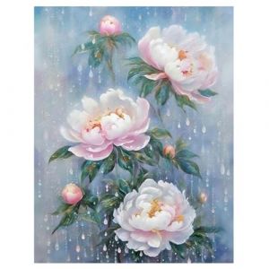DCIDBEI Peinture Diamant Grande Format Adultes Pivoine Sous la Pluie 40x50cm Diamond Painting Pivoines Peinture par Num&eacute;ros Adultes Richesse et Beaut&eacute; Puzzle Diamant Fleurs Pivoine (BEIMIN, neuf)