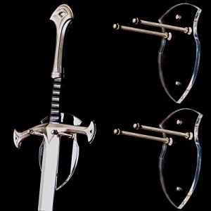 WANLIAN Porte-épée Plaque Épée Crochet Mural Crochet Présentoir Épée Individuelle Vertical Murale Support Universel Épée Stand Mural Présentoir Pour Épée Hache Anime SwordStand (Transparent 2 paquet) (yinxi+, neuf)