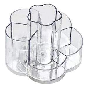 DECORNIJIA Organisateur De Pinceaux De Maquillage Rotatif En Plastique Compact Rangement Cosm&eacute;tiques Bureau Maison Compartiments Multifonctions (ZhiLight, neuf)
