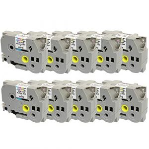 Prestige Cartridge 10 Cassettes Rubans d'&eacute;tiquettes TZe251 TZ251 noir sur blanc 24mm x 8m | compatible pour Brother P-Touch PT-2430PC 9600 9700 9800 D600VP D800W E550WVP E850 H500 H500LI P700 P750W (Toner Experte, neuf)