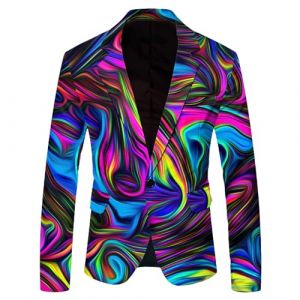 Generisch Blazer color&eacute; pour homme - Couleur fluo - Veste de costume LGBT Pride - Mois de fiert&eacute; - Bal de fin d'ann&eacute;e - Costume de carnaval &eacute;l&eacute;gant, O jaune., XL (tobaccene, neuf)