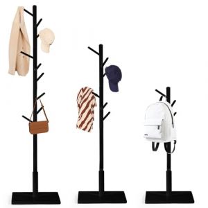 Relquorax Porte-manteau, portant &agrave; v&ecirc;tements en bois de h&ecirc;tre massif en forme d'arbre pour v&ecirc;tements, 9 crochets, 180 x 38 x 38 cm, pour vestes, chapeaux, sacs, entr&eacute;e, couloir, bureau, chambre &agrave; (Camp Timii, neuf)