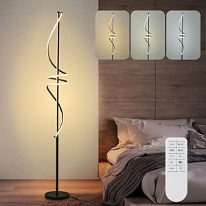 POWROL Lampadaire Moderne 174CM 48W Lampadaire LED avec Télécommande Dimmable 3 Températures de Couleur Lampadaire Veilleuse Grand Lampadaire Noir pour Salon (Yin Home, neuf)