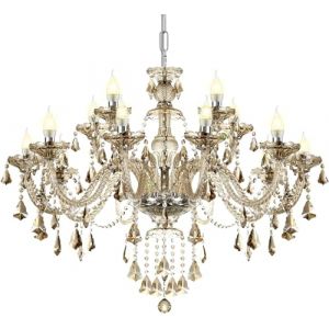Ridgeyard Baroque Salon Lustre en Cristal,15 lumières suspension en cristal K9 avec chaîne réglable pour chambre à coucher, salon, salle à manger, hôtel, couloir (E14, Couleur Cognac) (Ridgeyard Lighting, neuf)
