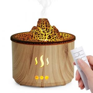 Simpeak Diffuseur d'Huiles Essentielles 400ml avec T&eacute;l&eacute;commande Ar&ocirc;me Diffuseur Ultrasonique en Forme de Volcan, Minuterie, Lumi&egrave;re LED, sans BPA pour Maison/Yoga/Bureau/Spa - Bois (Kirin. EU, neuf)