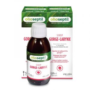 OLIOSEPTIL - Sirop Gorge-Larynx - Association d'extraits et d'huile essentielles de plantes - Apaise les voies respiratoires - Aide à lutter contre les refroidissements - Lot de 2 (Parabio Santé, neuf)
