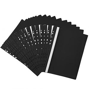 Netuno 20x chemise à lamelle perforée noir A4 dossier rapide chemise à levier en plastique classeur en plastique classeur rapide A4 chemise de présentation chemise avec couverture transparente (netuno, neuf)