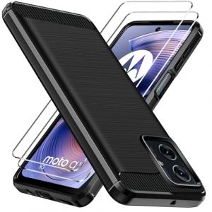 ivoler Coque Silicone pour Motorola Moto G55 5G avec 2 Pièces Verre Trempé, [Protection Antichoc Militaire] Étui de Protection, Mince Souple TPU Anti-Rayures Dos Bumper Housse, Noir (AYRmall-AMFR, neuf)
