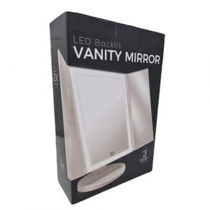 Nozzy Miroir de maquillage avec rétroéclairage 36 lumières LED, contrôle de la lumière, 3 volets, grossissement 1/2/3x, miroir cosmétique portable (Well Made Gifts, neuf)