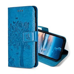 KANVOOS Coque pour Samsung Galaxy J3 2016, Etui Protection Housse Premium en Cuir PU, Antichoc Étui à Rabat Portefeuille Flip Case pour Samsung J3 2016 (Bleu) (CONBER, neuf)