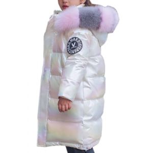 WIEAYUMEI Fille Manteau Longue Epais Blouson &agrave; Capuche Doudoune Chaud Veste Enfant Hiver Fourrure Matelass&eacute; Parka V&ecirc;tements de Ski Blanc 13-14 ans (WIEAYUMEI, neuf)
