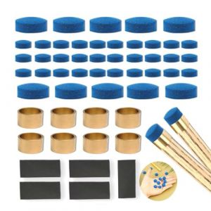 YYMT Kit d'Accessoires pour Queue de Billard - Embouts Cuir 9-12mm, Viroles en Laiton, Papier Abrasif Grain 240, Pointes de Rechange Billard | Kit Complet R&eacute;paration & Entretien pour Queues de Billard (YuanYuManTang, neuf)