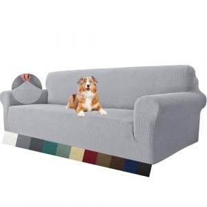 MAXIJIN Housse de canap&eacute; Super Extensible pour canap&eacute; 4 Places, tr&egrave;s Grande Housse de canap&eacute; Universelle Jacquard Pet Dog Furniture Protector Housse de canap&eacute; ajust&eacute;e (4 Places, Gris Argent&eacute;) (MAXIJIN EUSHOP, neuf)