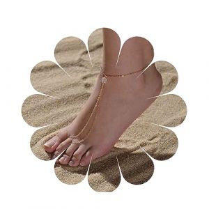 Yheakne Boho Crystal Barefoot Sandal Chain Anklets Gold Cz Ankle Bracelet Toe Ring Anklet Vintage Rhinestone Anklet Bracelet Summer Foot Chain Jewelry For Women And Girls Summer Gifts (Yheakne-UK, neuf)