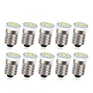Ruiandsion 10pcs Ampoule LED E10 Blanc 6V 2016 9SMD Remplacement pour Lampe de poche Lampe torche Lampe de travail, non polaire (Ruiandsion, neuf)