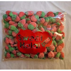 Bonbons FRAISES sucr&eacute;es G&eacute;lifi&eacute;s Halal Assortis, Sachet 1kg, Multicolore sucr&eacute; l&eacute;g&egrave;rement acidul&eacute;, Go&ucirc;t Fraise, 180 Pi&egrave;ces, Format Familial pour F&ecirc;te et Ev&egrave;nement, Candy bar et bar &agrave; bonbons (SWEET HALAL - BONBONS VEGAN, HALAL, SANS GLUTEN, neuf)