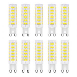 Jiotouhu Ampoule Led G9, 7W G9 Led Lampes(&Eacute;quivalent &agrave; 65W Halog&egrave;ne Ampoules G9), Led G9 Ampoules Blanc Froid 6000K, sans Scintillement, 360 Degr&eacute;s Angle, AC 220-240V, Lot de 10 (BTFEU, neuf)