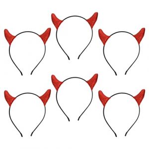 FRCOLOR 6 Pièces Bandeau Corne Du Diable Cornes D'halloween Bandeau Enfants Bandeau Diable Corne De Diable D'halloween Bandeau à Anneaux Fantômes Bandeau De Cheveux En Tissu Rouge (Laners, neuf)