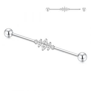 hengkaixuan 14G Barbell industriel 38 mm Barbell industriel Bijou externe avec filetage pour boucle d'oreille industrielle Longue barre &eacute;chafaudage G23 en titane Helix pour cartilage pour femmes et (hengkaixuan, neuf)