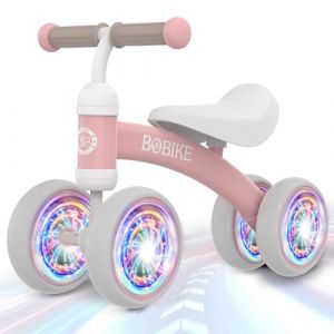 MHCYLION Draisienne Enfants avec Roues Éclairées, Vélo Bébé sans Pédales 10-24 Mois Jouet Baby Walker Fille Garçon 1-2 Ans Jouet d'Equitation Trotteur Bebe Mini Bike Cadeau Anniversaire Noel, Rose (Logeeyar, neuf)