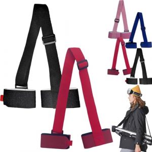 Nbzsmlkn Porte-Skis Clipstick,Porte-Skis Skimate,Sangle De Porte-Skis,Porte-Skis,Porte-Sangle De Ski,Clips De Ski pour Maintenir Les Skis Ensemble,Sangles De Chaussures De Ski R&eacute;glables (Noir+Rouge) (Lingbao Kusidi Trading Co., Ltd, neuf)