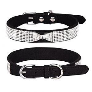 Haoyueer Collier pour chien avec strass, en cuir synthétique doux, taille L, noir 3 (haoyueer-uk, neuf)