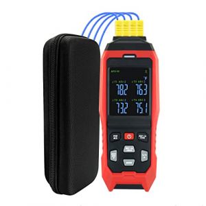 Enregistreur de données de Thermomètre à Thermocouple Thermomètre de type K à 4 Canaux avec 5000 groupes -200~1372°C Alarme Sonore et Visible Rémunération ADJ (DP-GLOBAL, neuf)