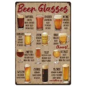 SUPERDANT Verres &agrave; Bi&egrave;re Plaque Metal Vintage Types de Bi&egrave;re Plaque Murale Decorative Affiche Vintage pour Pub Salle de Jeux Billard Bar Restaurants Caf&eacute;s Man Cave Panneau Decoratif Exterieur Metal (SUPERDANT EU, neuf)