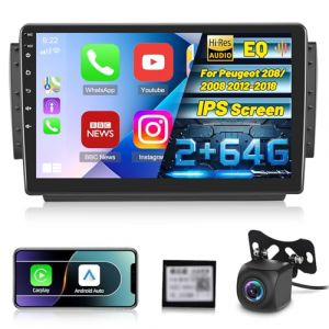 2G+64G Autoradio Android pour Peugeot 208/2008 2012-2018 avec Carplay sans Fil et Android Auto, Radio Écran 10 Pouces 2 Din avec GPS/WiFi/Bluetooth/EQ/Radio FM RDS (annianxishangmaoyo, neuf)