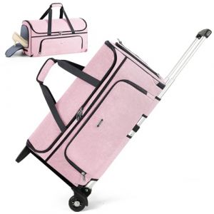 Lekespring Sac &agrave; V&ecirc;tements pour Voyage avec roulettes, 3 en 1 Convertible Housses de Costume Homme, Housses de V&ecirc;tements avec Compartiment Chaussures, Sac &agrave; Bagage &agrave; Main de Voyage avec Roues, Rose (Ninghui, neuf)
