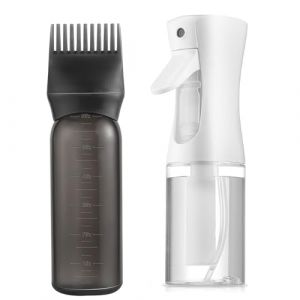 Funngy Applicateur Huile Cheveux,2 PCS Vaporisateur D'Eau et Flacon Applicateur Huile Cheveux Flacon Vide Rechargeable avec Graduation Id&eacute;al pour Huile Capillaire et Soins des Cheveux (Funng, neuf)