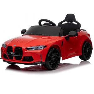 FINOOS B.M.W M4 12V Voiture électrique Enfant avec télécommande 2.4Ghz, siège en Cuir avec et Roues en Gomme,1-4 Ans (Rouge) (S.N. Commerce B.V., neuf)