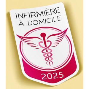 SC ® - Sticker/Autocollant - Vignette Caducée 2025 - Infirmière à Domicile - Type de Pose Vitrophanie* (S'applique sur Le Pare-Brise à l'intérieur du véhicule) (S-C, neuf)