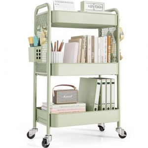 Urackify Chariot de Rangement Utilitaire pour diverses Applications – Chariot à roulettes en métal à 3 Niveaux avec Panneaux perforés, paniers et Crochets pour Un Rangement supplémentaire dans la (urackify, neuf)