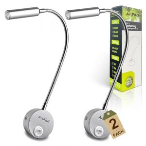 Artpad Lot De 2 Liseuse Murale-3W,Bras Flexible À 360° Liseuse Led Tete De Lit,Lumière Blanche Chaude-Parfaite Lampe Murale Pour Chambre À Coucher Et Salon (HHTD Group, neuf)