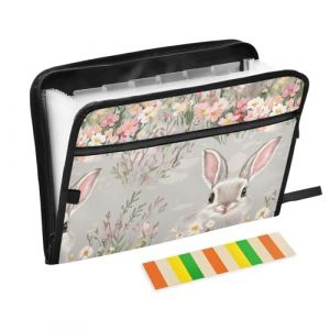 KLL Dossier extensible avec poches pour l'école, la beauté, le lapin, les fleurs, Pâques (QIUYA, neuf)