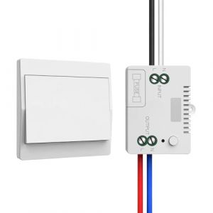 EU Interrupteur Sans Fil 230V, Ensemble D'interrupteurs Autoalimente Va Et Vient Sans Fil &ndash; Pas De Piles N&eacute;cessaires, Interrupteur Mural &Eacute;tanche, Contr&ocirc;lez Votre Lampe &Agrave; Jusqu'&agrave; 200 M &Agrave; Distance (1V1) (Huayumaotong, neuf)