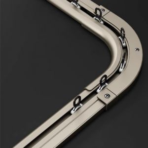 Rail De Rideau Ultra Fin, Rail De Plafond En Aluminium, Tringle De Rideau De S&eacute;paration De Pi&egrave;ce D'intimit&eacute; De 1 &Agrave; 6 M, Avec Rouleaux Silencieux, Mat&eacute;riel D'installation(Champagne,90 Degree Corner Ben (飞飞贸易, neuf)