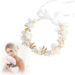 Couronne Fleur Cheveux,Couronne De Fleurs Pour Cheveux,Couronne Fleur Cheveux Enfant,Femmes Fleur Bandeau,Ruban Couronne Florale Bandeau,Mariage Couronne De MariéE Fleur Accessoires De Cheveux,Blanc (QANEASS, neuf)