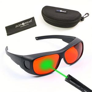 JILERWEAR Lunettes de protection laser 532 nm OD 6+ professionnelles 180 nm-532 nm - Longueur d'onde violet/bleu/vert - Lunettes de protection laser pour 405 nm, 445 nm, 450 nm, 473 nm 532 nm (JilerStore, neuf)