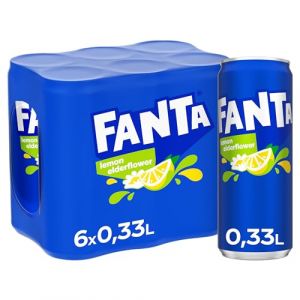 Fanta Citron et fleur de sureau – Mélange de citron et de fleur de sureau d'été – avec saveur intense de fruits – Boisson gazeuse pétillante dans des boîtes jetables (6 x 330 ml) (Looksogood-eu, neuf)